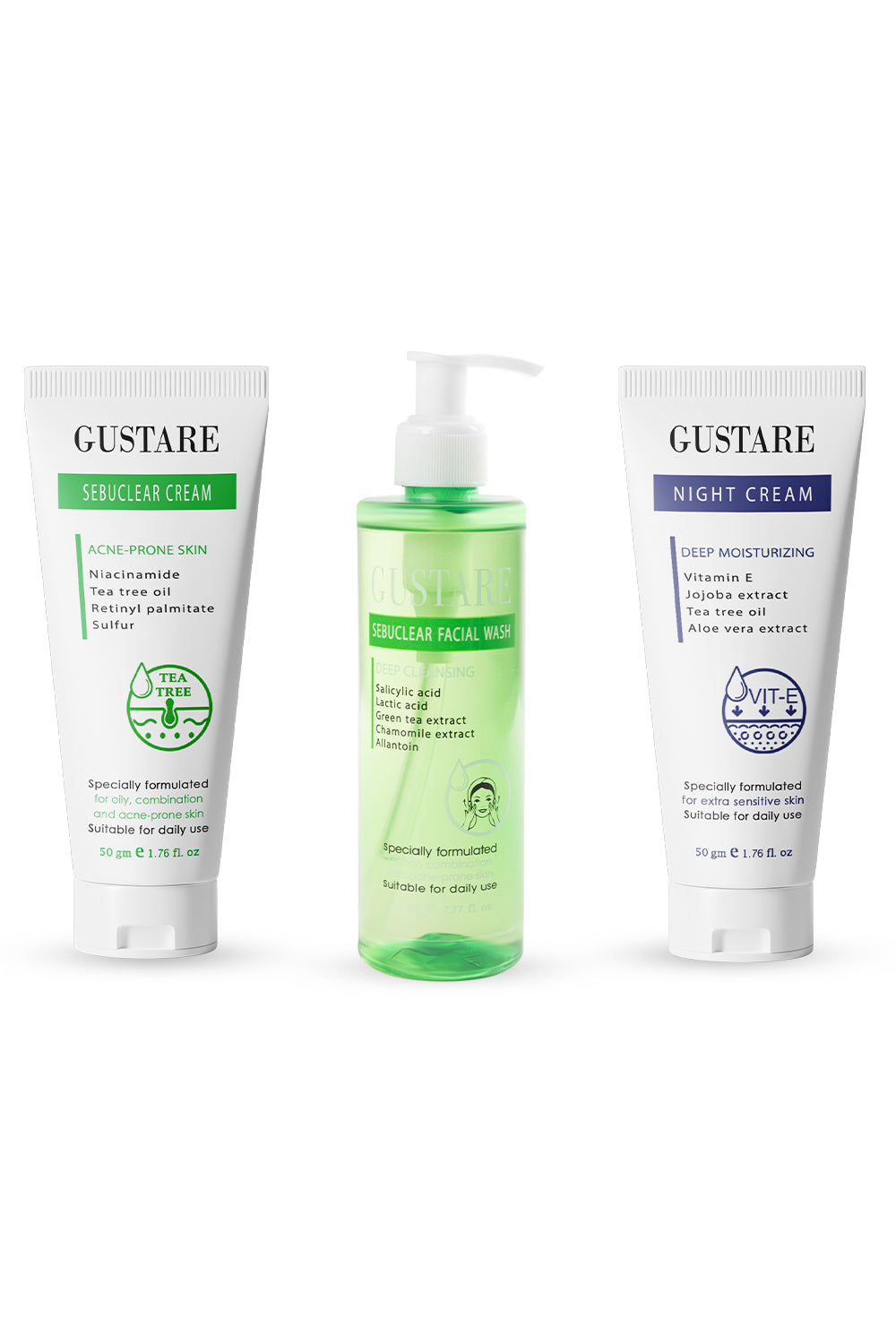 GUSTARE Sebuclear Bundle – Complete Care for Oily & Acne-Prone Skin