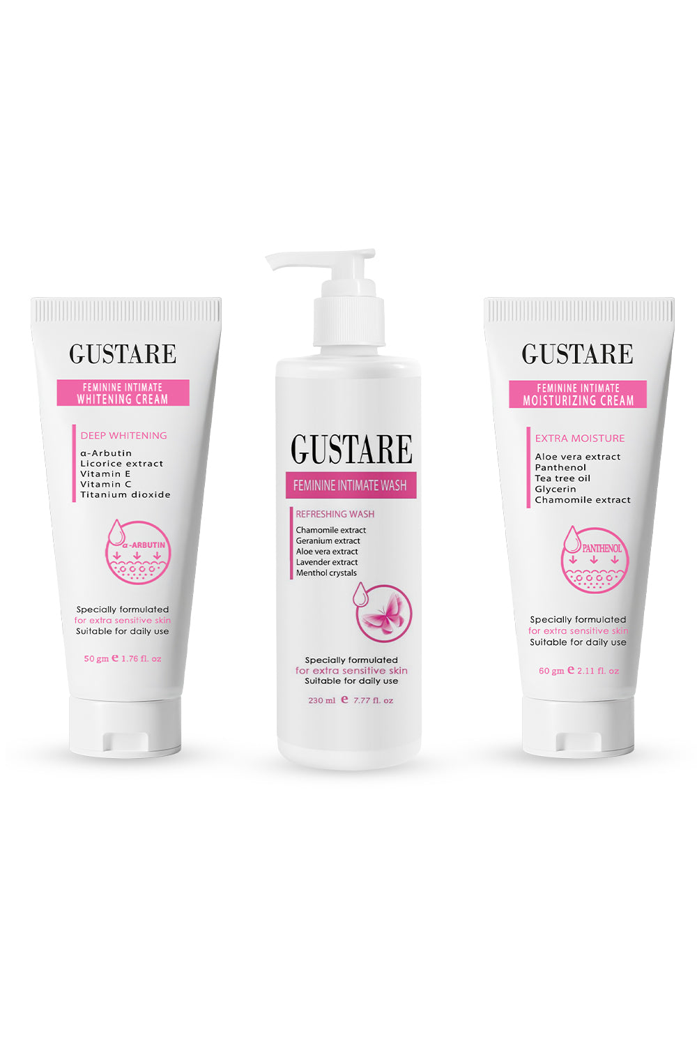 GUSTARE Feminine Intimate Care Bundle – Complete Sensitive Area Care