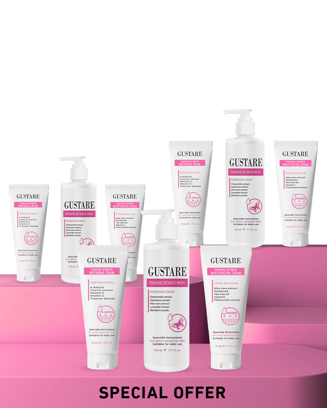 3 FEMININE CARE BUNDELS ٣ مجاميع للعناية بالمناطق الحساسة